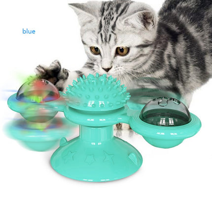 Cat Rotating Windmill Multi-Function Toys Itch Scratching Device Teeth Shining Toy