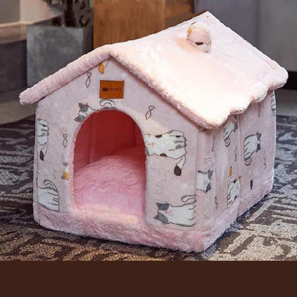 Foldable Dog House Pet Cat Bed Winter Dog Villa Sleep Kennel Removable Nest Warm Enclosed Cave Sofa Pets Supplies