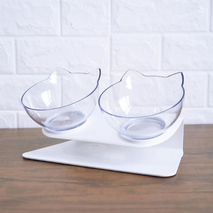 New Inclined Food Cat Ear Oblique Mouth Transparent Single Pet Bowl