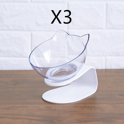 Non Slip Double Cat Bowl With Raised Stand Pet Food Cat Feeder Protect Cervical Vertebra Dog Bowl Transparent Pet Products