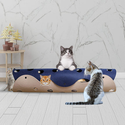 Cat Tunnel Cat Toy Felt Pom Splicing Deformable Kitten Nest Collapsible Tube House Tunnel Interactive Pet Toy Cat Accessories