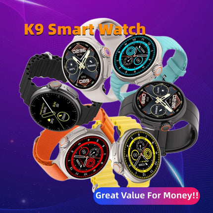 New K9 Smart Watch 1.39 Round Screen Encoder True Screw Clip Wireless Charging NFC Offline And Payment Function